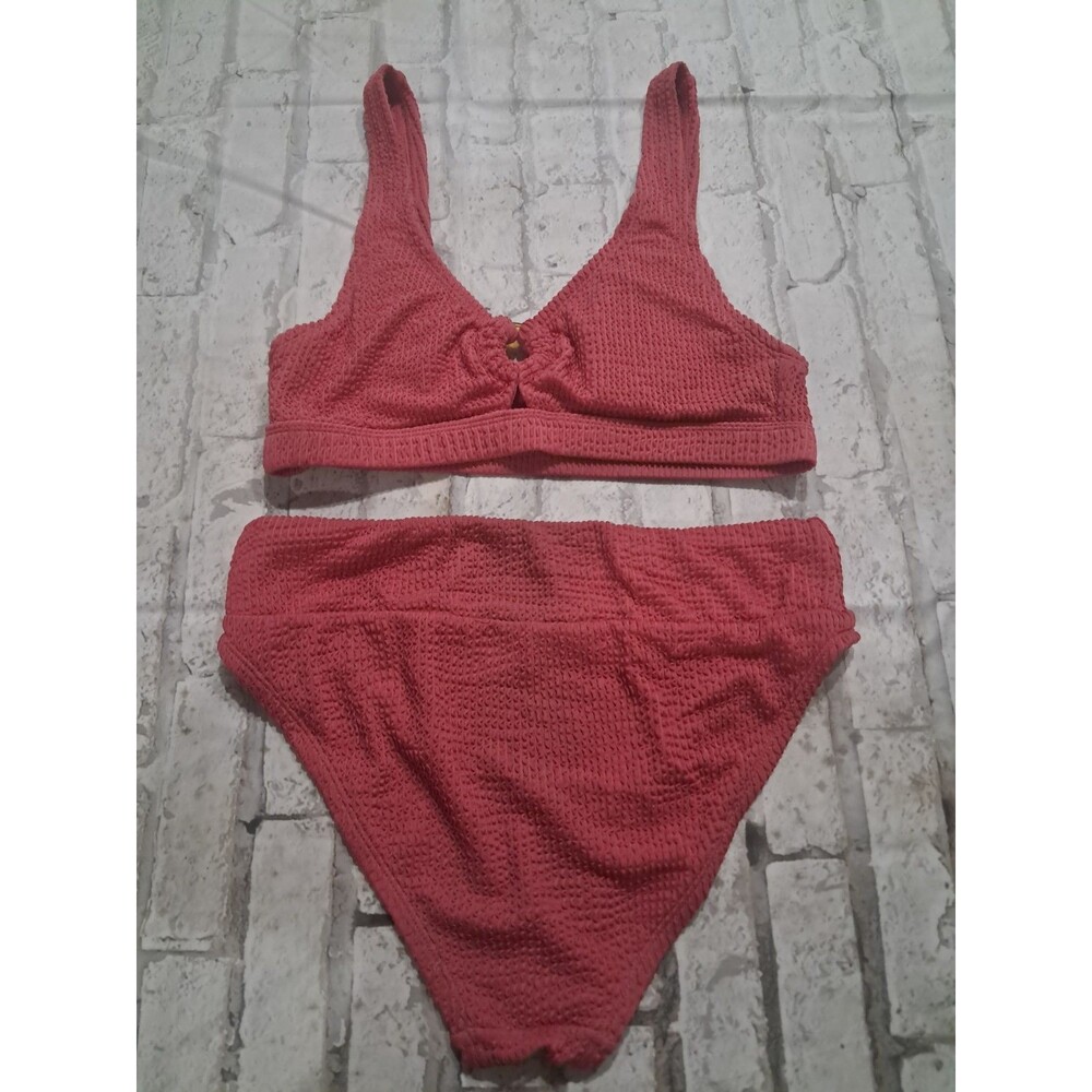 Women's Size XS Two Piece Swimsuit Pink Stretchy Padded